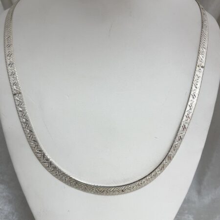 Sterling Silver, Diamond Cut 5mm Herringbone Chain 30" Necklace - 32.7 Grams