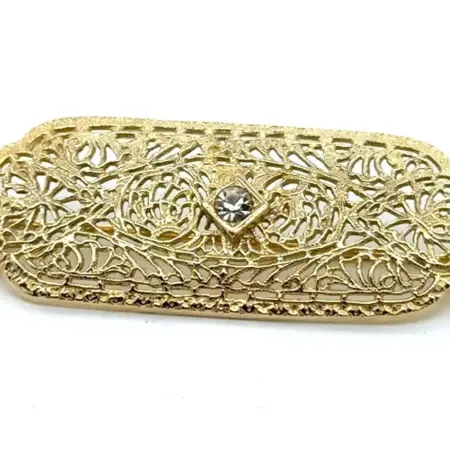 .925 Gold Vermeil & Rhinestone Pin, 4.1g