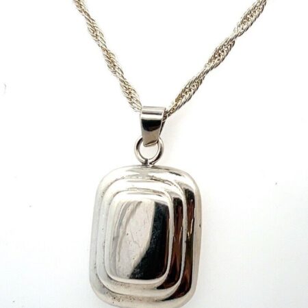 Milor Italy 925 Sterling Silver Necklace with Rectangle 925 SS Pendant 30.3g