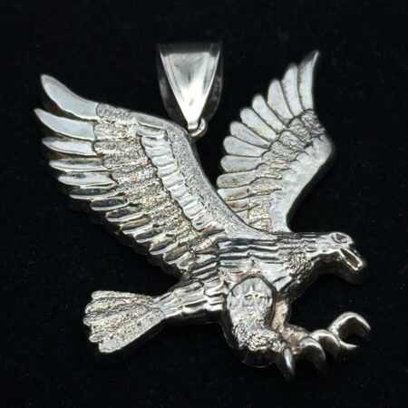 .925 Sterling Silver Soaring Eagle Pendant Textured, Signed CAL, 7.4g