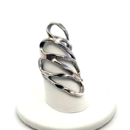 .925 Sterling Silver Liquid Metal Openwork Ring, Size-6, 6.9g
