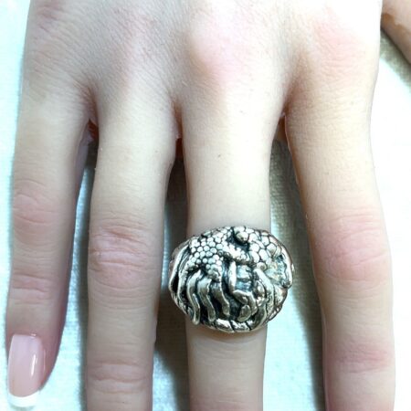 Sterling Silver Fish, Starfish Sealife Puffy Chunky Hollow Size 7 Ring 4.1 Grams