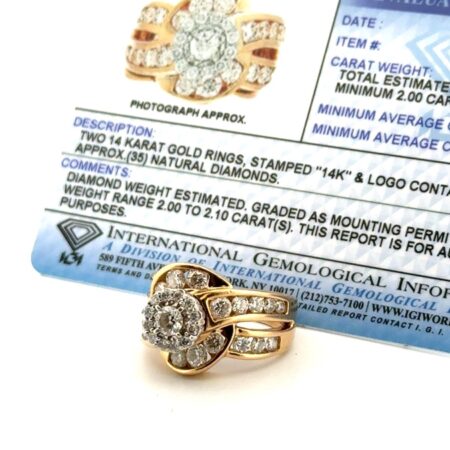 Size: 7 Criss-Cross 14k Yellow Gold 2.0TCW Diamond Ring w/ Certification 10.2g