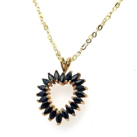 Gold Vermeil 925 SS Sapphire Heart Pendant on Adjustable 20” Gold Vermeil Chain