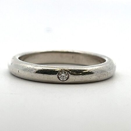 Tiffany & Co. Elsa Peretti Sterling Silver Diamond Stacking Band Ring Size-5