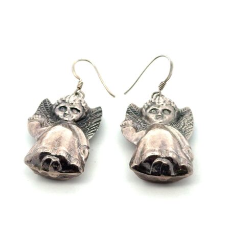 Vintage .925 Sterling Silver Cherub Angel Dangle Earrings, 9.1g