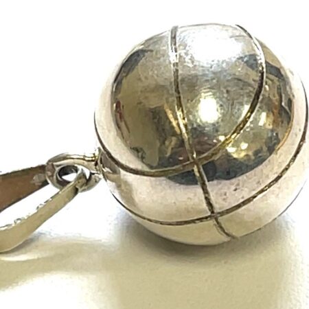 Vintage Sterling Silver 21.8mm Jingle Bell Basketball Charm Pendant 16.3 Grams