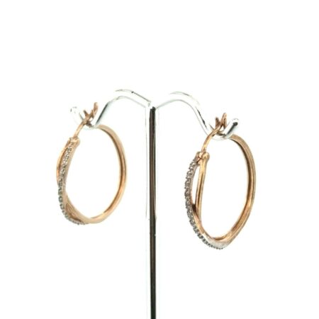 925 Sterling Silver Gold Vermeil Diamond Hoop Earrings 3.5g