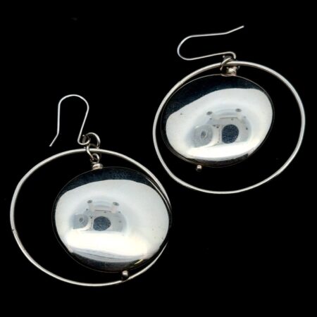 .925 Sterling Silver Circle Disc Earrings, 10.0g