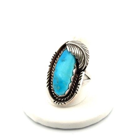 Size: 8.5 Navajo GF Signed 925 Sterling Silver Turquoise Ring 11.8g