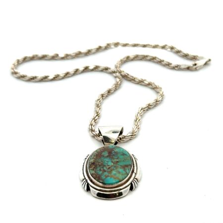 16” .925 Sterling Silver Tom Lewis Royston Turquoise Pendant Necklace, 27.5g