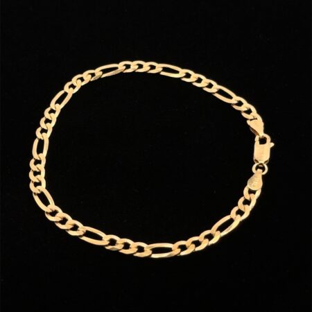 8” .925 Sterling Silver Gold Vermeil Figaro Bracelet, Italy, 4.0g