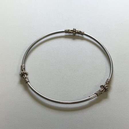 Two Tone 925 Sterling Silver Bangle Bracelet 8 Inch Wrist