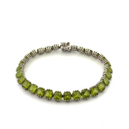7.25” QCD 925 Sterling Silver Peridot Tennis Bracelet 17.9g