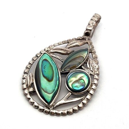 Thailand 925 Sterling Silver Abalone Shell Teardrop Pendant 5.3g