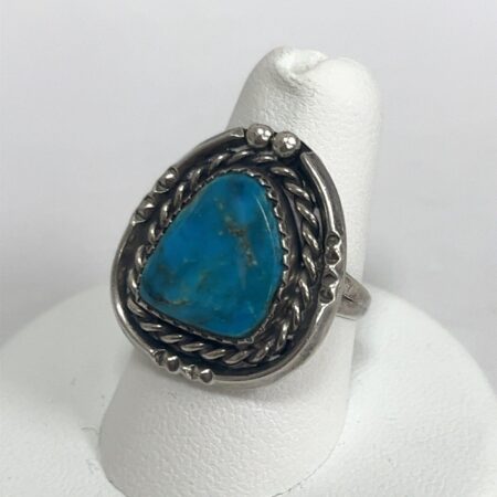 Southwestern 925 Sterling Silver Natural Turquoise Ring Size: 7