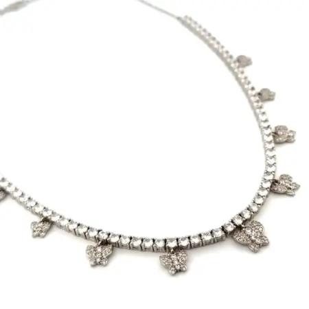 Adjustable 13-18” JCL 925 Sterling Silver CZ Butterfly Charm Tennis Necklace 18g