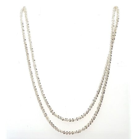 42” Milor Italy Diamond Cut Sparkle Double Loop Necklace 925 Sterling Silver