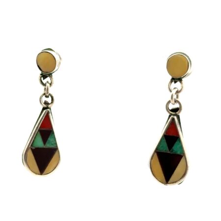 Vtg. Zuni Zeno Multistone Inlay Earrings, 3.8g (ZME ZUNI)