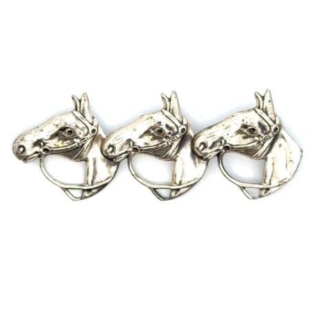 .925 Sterling Silver 3 Horse Head Brooch/Pin Marked Beau Sterling, 3.9g