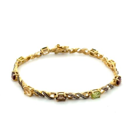 7” x 5mm Ross Simons Gold Vermeil 925 Sterling Silver Multistone Tennis Bracelet