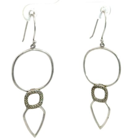 Vintage ATI .925 Sterling Silver Diamond Dangle Earrings 2.5g
