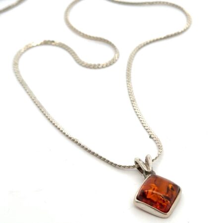 18” .925 Sterling Silver Baltic Amber Pendant Necklace, 4.8g