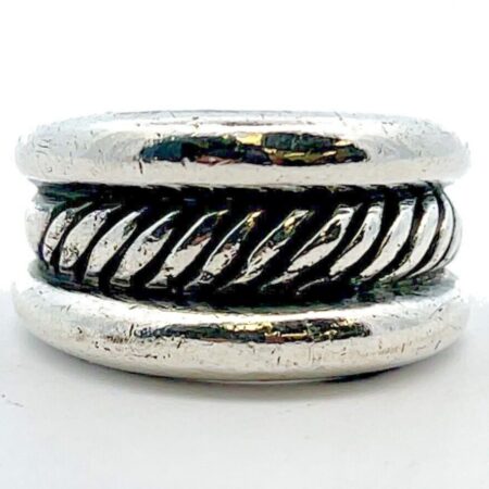 925 Sterling Silver Striped Design Ring 12.0 Grams Size-8.25