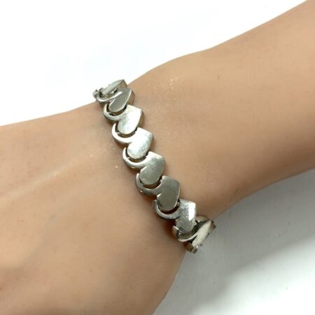 6.75” Interlocking Heart Link 925 Sterling Silver Bracelet 29.5g