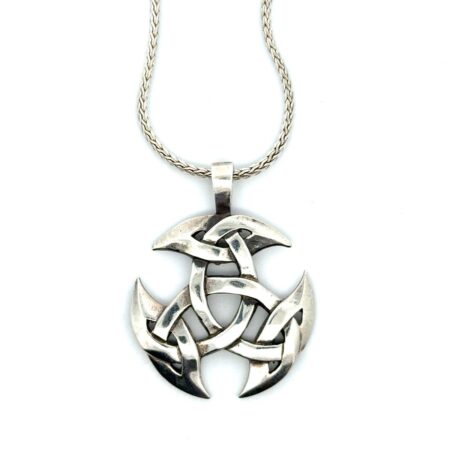 18” .925 Sterling Silver Celtic Knot Pendant, Foxtail Chain, 26.4g