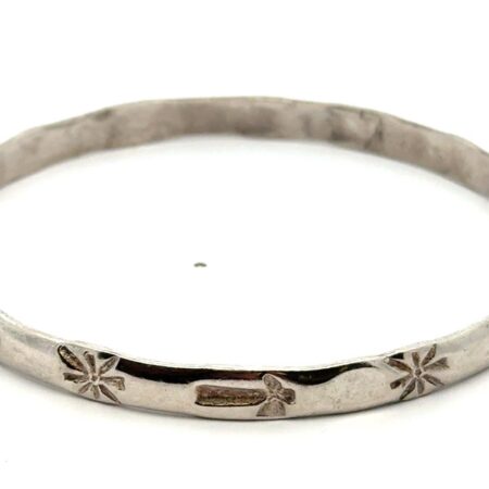.925 Sterling Silver 8.5” Hatchet Bangle Bracelet 15.4g