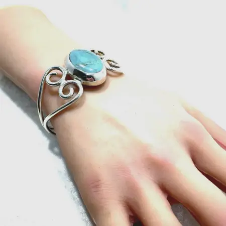 Sterling Silver Turquoise Cuff Bracelet - 6.5 Inch