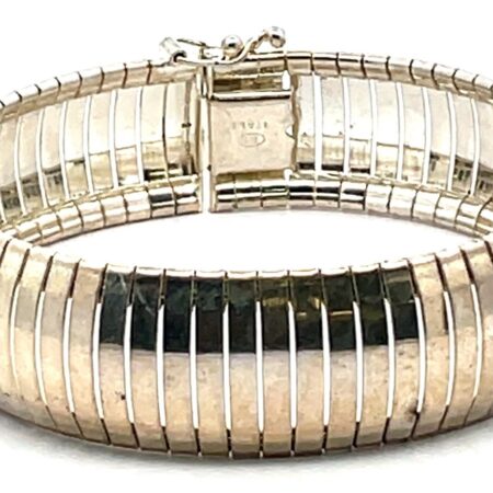 Vintage 925 Sterling Silver 16mm wide Omega 7.5” Bracelet 28.7 Grams