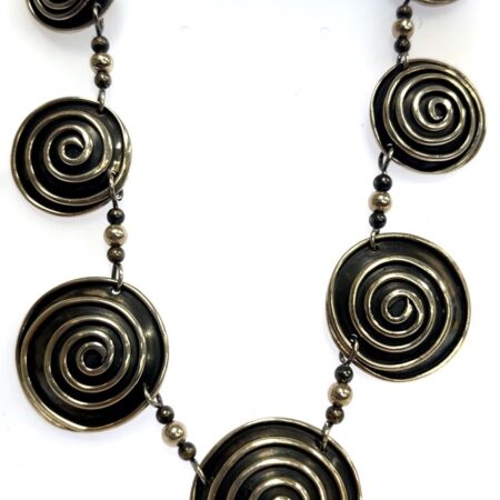 Vintage Sterling Silver Graduated Spiral Circle 17.5” Necklace 46.6 Grams