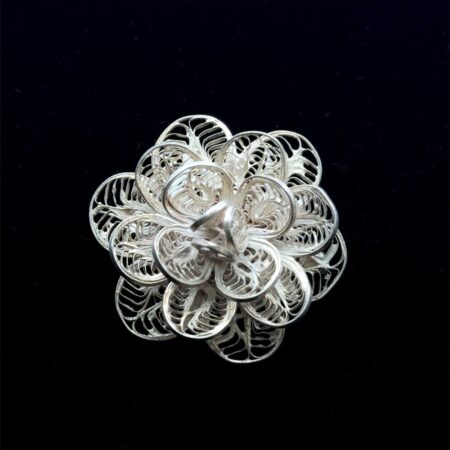 .925 Sterling Silver Filigree Flower Brooch, 9.3g