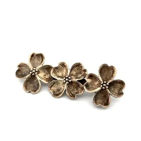 Lang 925 Sterling Silver Triple Dogwood Flower Brooch/Pin 6.3g