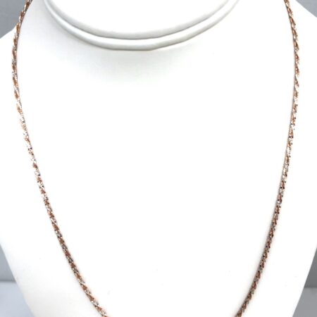 Sterling Silver & Gold Vermeil 1.4mm Diamond-Cut 18” Rope Chain Necklace 6.1 Gr