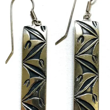 W.Smolak Sterling Silver Stamped Bar Dangle Earrings 9.8 Grams