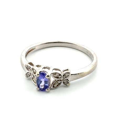 Size: 7 SK 925 Sterling Silver Tanzanite Butterfly Ring 1.5g