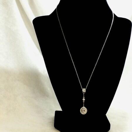 Sterling Silver And Round CZ's Pendant 18" Necklace 3.4 Grams