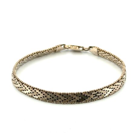 6.75” Italy 925 Sterling Silver Textured Chevron Link Mesh Bracelet 13.7g