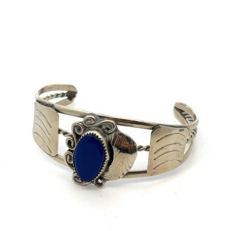 7.5” 925 Sterling Silver Lapis Lazuli Cuff Bracelet 22g