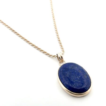 19” Lapis Lazuli 925 Sterling Silver Pendant Rope Chain Necklace 26.4g