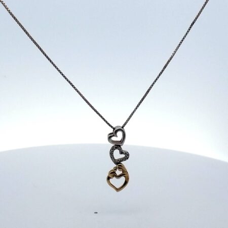Mother & Child Sterling Silver And Diamond Pendant on 16" Box Chain