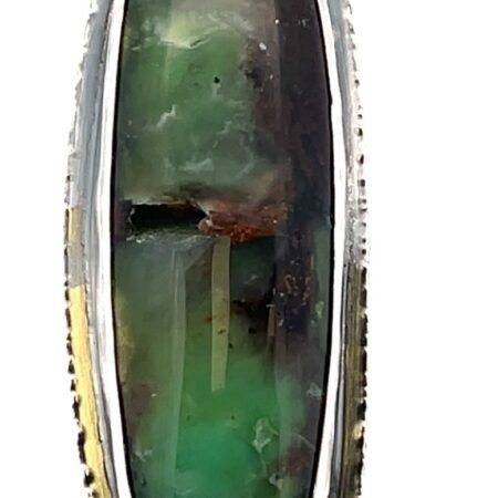 Jaunebleu Sterling silver Chrysoprase w/ Natural Grode Inclusion Ring Size-8.5