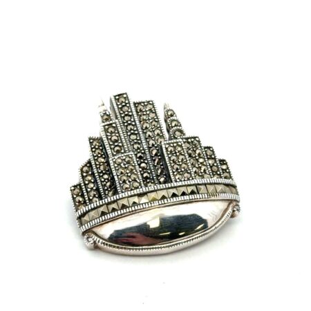 Vintage Dee Berkeley Jewelry 925 Sterling & Marcssite Brooch/Pendant, 22.3g