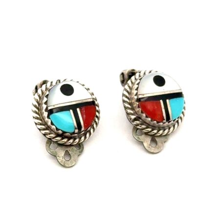 .925 Sterling Silver Zuni Surface Clip-On Earrings, 3.8g