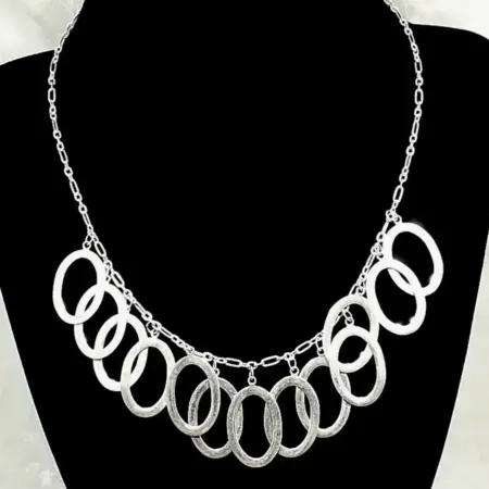 925 Sterling Silver Paper Clip Link Oval Dangling 16" Necklace 14.6 Grams