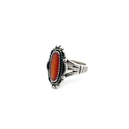 Vintage Native American 925 Sterling Silver Orange Paua Shell Ring Size-6.5 5.0g