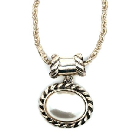 18” x 2.7mm .925 Sterling Silver Faux Pearl Pendant Necklace, 24.3g